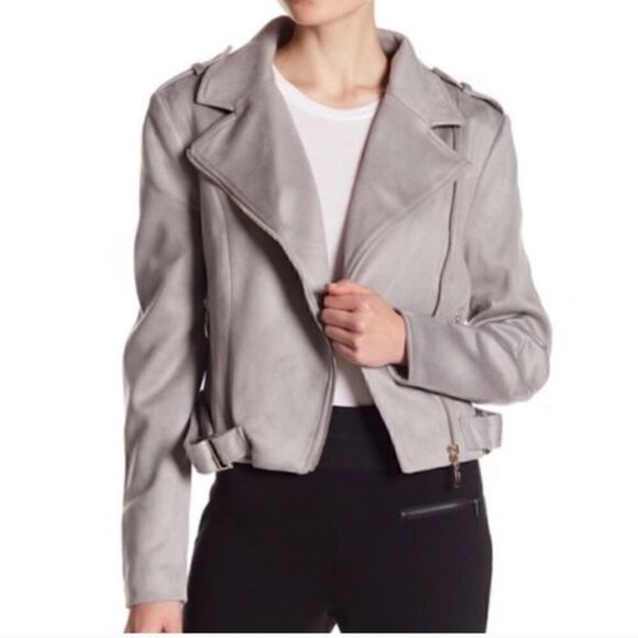 Romeo & Juliet couture grey suede moto jacket - Picture 1 of 14